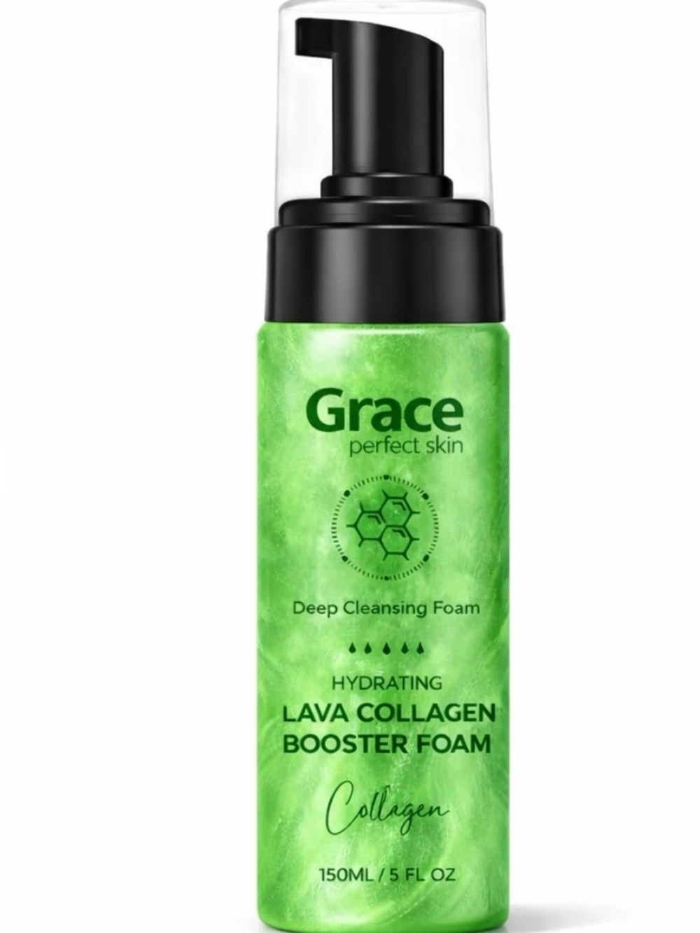 Grace Hydrating Lava Collagen Booster Foam - Green with Black Pump